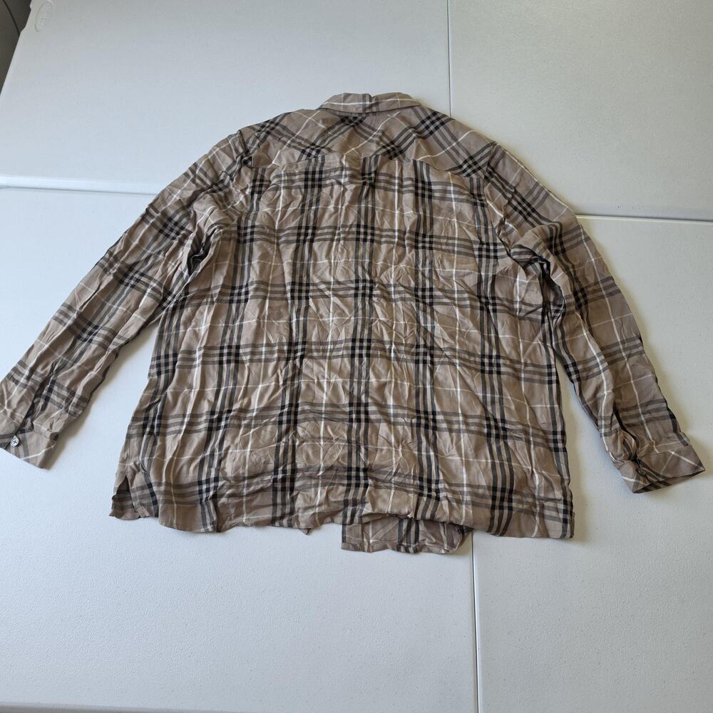 J.Jill Button Up Shirt Womens XL Beige Plaid Rayon Long Sleeve Basic Fall Top - Picture 2 of 8